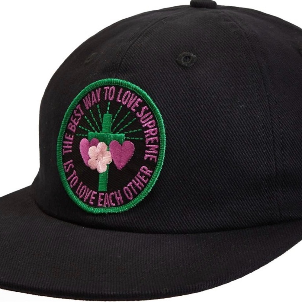Authentic Supreme Black Cap with Green & Pink Embroidered Patch
